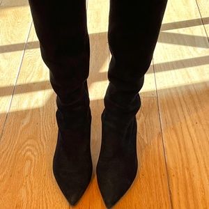 Stuart Weitzman knee high black suede boots size 6.5
